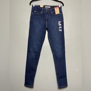 NWT Levi's 711 Mid Rise Skinny Jeans Dark Blue Stretch Denim Women’s 27 x 30
